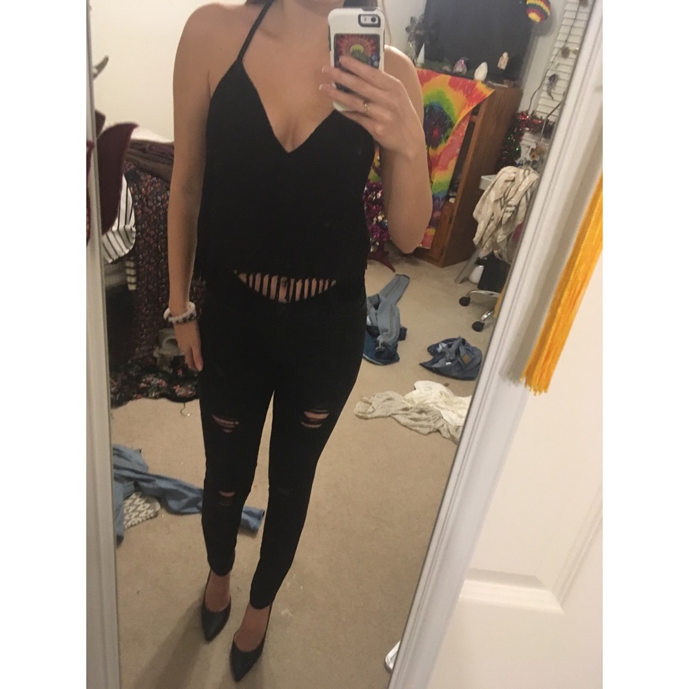 ✨BOGO✨ KENDALL & KYLIE pacsun Black Fringe tank